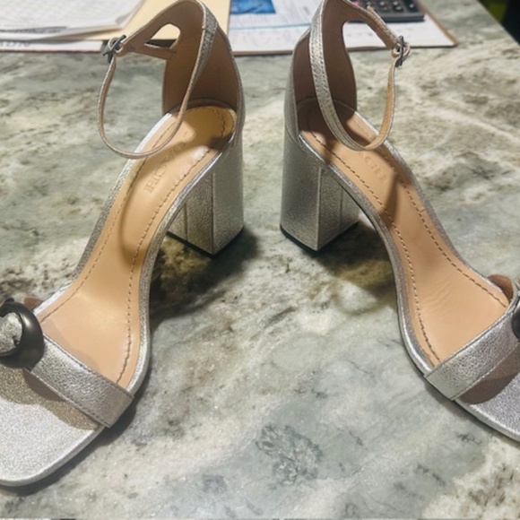 Coach Sparkly Silver Block Vero Guoio Sandals Size 8.5 - Picture 4 of 16